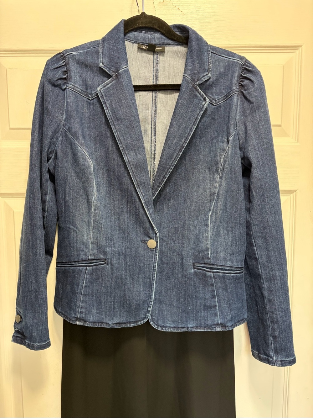 INC International Concepts Medium Blue Denim Blazer Jacket